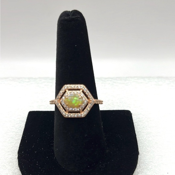 OCTOBER Ring Bomb Party, Size 9 RBP5499 Rose Gold Plated Yellow Opal - Picture 3 of 8